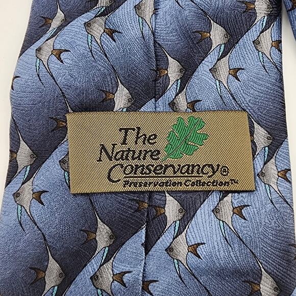 The Nature Conservancy Preservation Collection Blue Angelfish 100% Silk Neck Tie - Picture 5 of 8